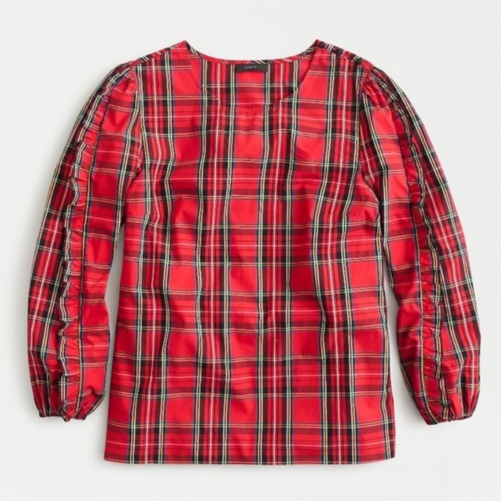 J. Crew Red Plaid Blouse